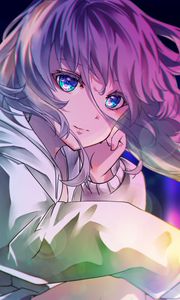 Preview wallpaper girl, glance, glare, bokeh, anime, art, cartoon