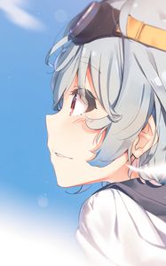 Preview wallpaper girl, glance, glasses, pilot, anime, art, cartoon