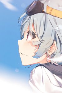 Preview wallpaper girl, glance, glasses, pilot, anime, art, cartoon