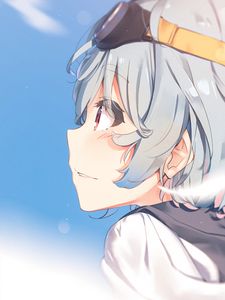 Preview wallpaper girl, glance, glasses, pilot, anime, art, cartoon