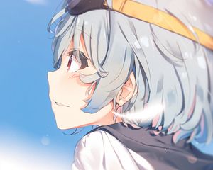 Preview wallpaper girl, glance, glasses, pilot, anime, art, cartoon