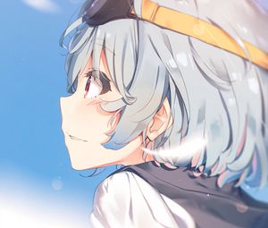 Preview wallpaper girl, glance, glasses, pilot, anime, art, cartoon