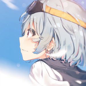 Preview wallpaper girl, glance, glasses, pilot, anime, art, cartoon
