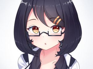 Preview wallpaper girl, glance, glasses, anime, art