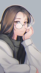 Preview wallpaper girl, glance, glasses, sweater, anime