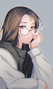 Preview wallpaper girl, glance, glasses, sweater, anime