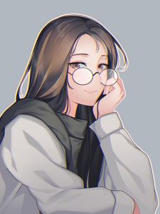 Preview wallpaper girl, glance, glasses, sweater, anime