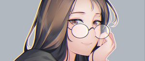 Preview wallpaper girl, glance, glasses, sweater, anime