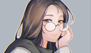 Preview wallpaper girl, glance, glasses, sweater, anime