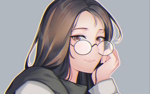 Preview wallpaper girl, glance, glasses, sweater, anime