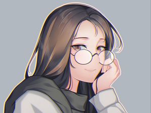 Preview wallpaper girl, glance, glasses, sweater, anime