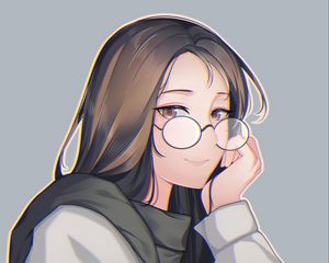 Preview wallpaper girl, glance, glasses, sweater, anime