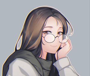 Preview wallpaper girl, glance, glasses, sweater, anime