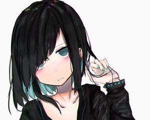 Preview wallpaper girl, glance, gloomy, anime, art