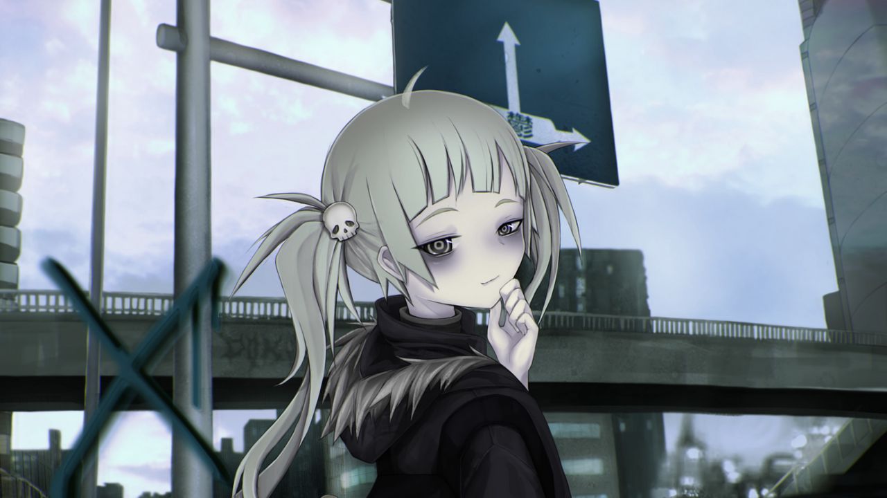 Wallpaper girl, glance, gloomy, anime, art, gray