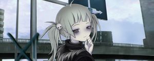 Preview wallpaper girl, glance, gloomy, anime, art, gray