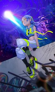 Preview wallpaper girl, glance, graffiti, anime, art, bright