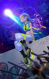 Preview wallpaper girl, glance, graffiti, anime, art, bright