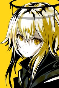 Preview wallpaper girl, glance, halo, anime, art, yellow