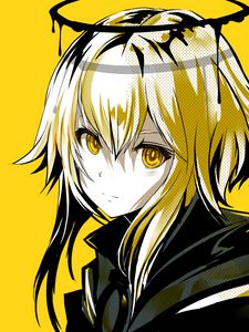 Preview wallpaper girl, glance, halo, anime, art, yellow