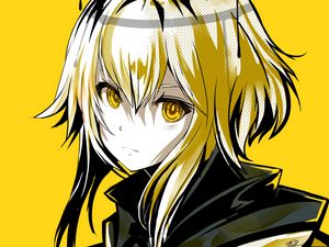 Preview wallpaper girl, glance, halo, anime, art, yellow
