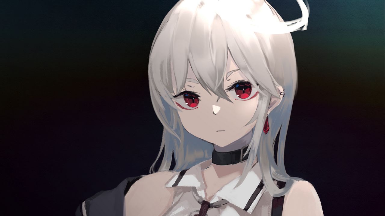 Wallpaper girl, glance, halo, anime, art
