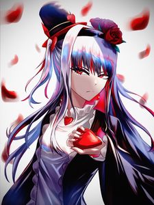 Preview wallpaper girl, glance, hat, heart, anime, art
