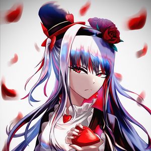 Preview wallpaper girl, glance, hat, heart, anime, art