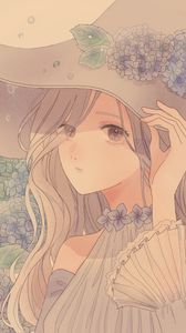 Preview wallpaper girl, glance, hat, anime