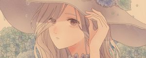 Preview wallpaper girl, glance, hat, anime