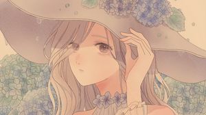 Preview wallpaper girl, glance, hat, anime