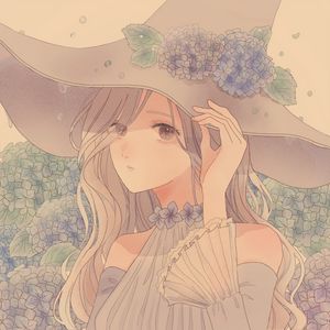 Preview wallpaper girl, glance, hat, anime