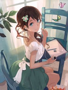 Preview wallpaper girl, glance, headphones, anime, art
