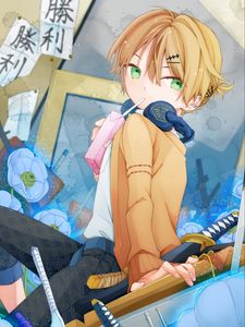 Preview wallpaper girl, glance, headphones, anime