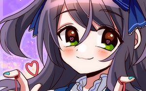 Preview wallpaper girl, glance, hearts, cute, anime, art, cartoon