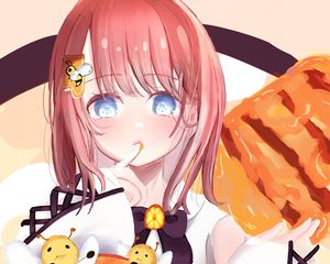 Preview wallpaper girl, glance, honey, bees, anime, art