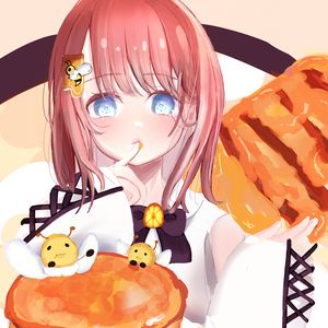 Preview wallpaper girl, glance, honey, bees, anime, art