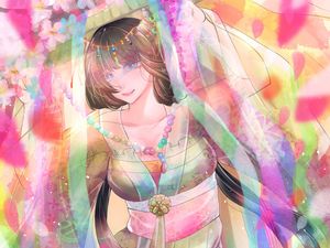 Preview wallpaper girl, glance, horns, anime, art, colorful