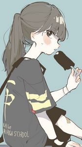 Preview wallpaper girl, glance, ice cream, anime, art