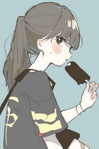 Preview wallpaper girl, glance, ice cream, anime, art