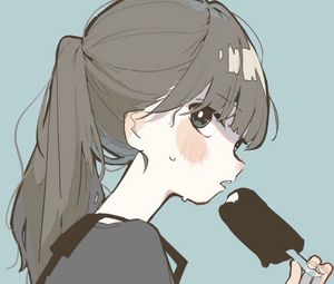 Preview wallpaper girl, glance, ice cream, anime, art
