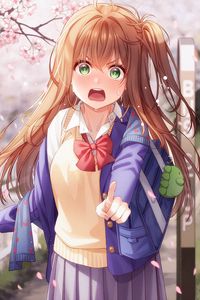 Preview wallpaper girl, glance, indignation, anime, art