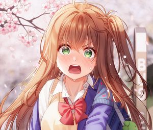 Preview wallpaper girl, glance, indignation, anime, art