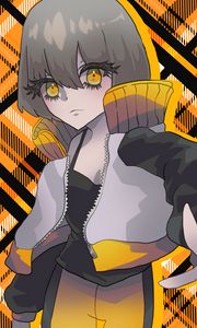 Preview wallpaper girl, glance, jacket, anime, art, orange