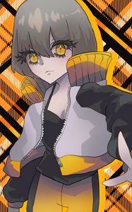 Preview wallpaper girl, glance, jacket, anime, art, orange