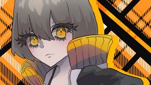 Preview wallpaper girl, glance, jacket, anime, art, orange