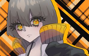 Preview wallpaper girl, glance, jacket, anime, art, orange