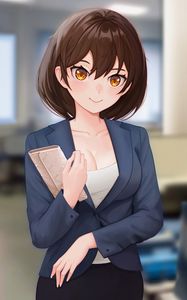 Preview wallpaper girl, glance, jacket, smile, anime, art