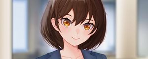 Preview wallpaper girl, glance, jacket, smile, anime, art