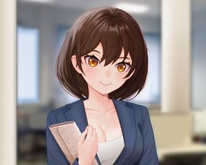 Preview wallpaper girl, glance, jacket, smile, anime, art